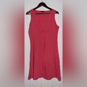 Eileen Fisher Linen Blend V-Neck Sleeveless Shift Dress Women M Boxy Minimialist